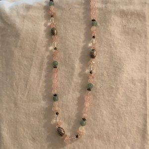 Rose quartz and sterling silver necklace.